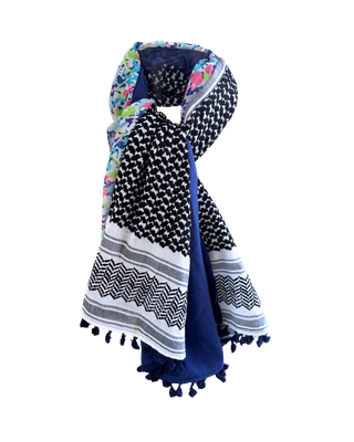Hatta and Two Fabric Scarf in Dark Blue