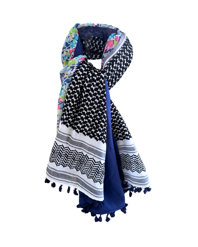 Hatta and Two Fabric Scarf in Dark Blue