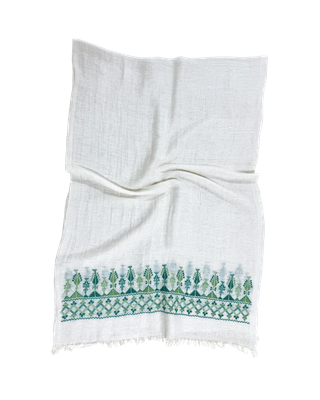 The Embroidered Egyptian Cotton Scarf in White