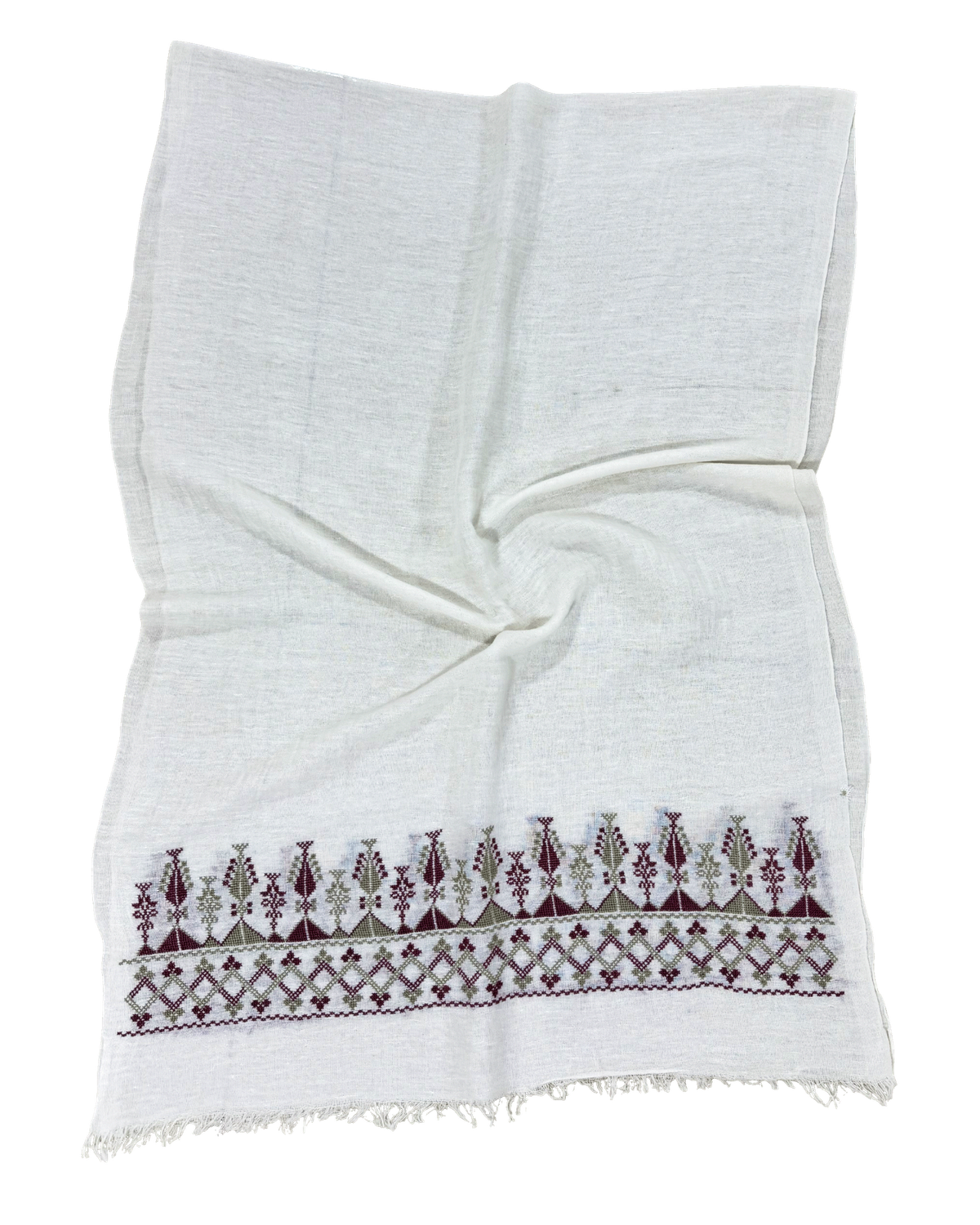 The Embroidered Egyptian Cotton Scarf in White