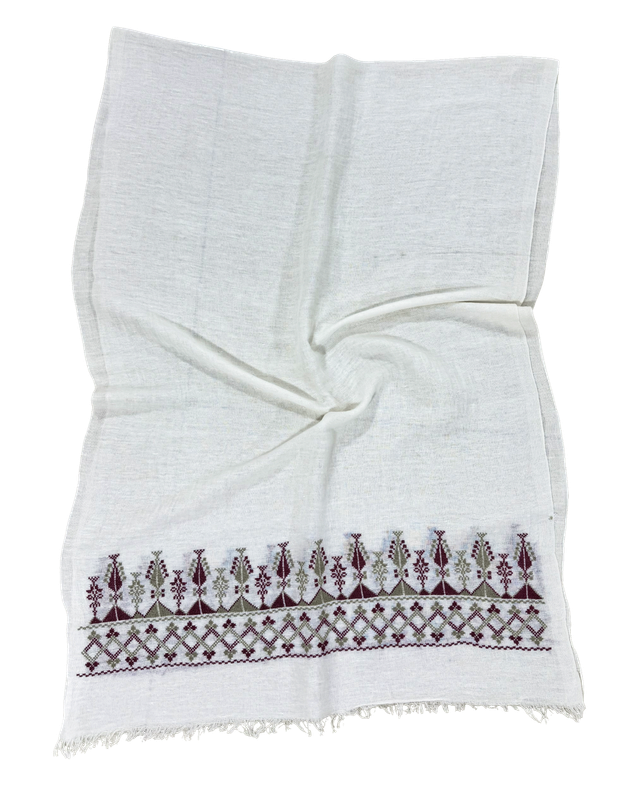 The Embroidered Egyptian Cotton Scarf in White