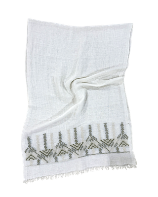 The Embroidered Egyptian Cotton Scarf in White