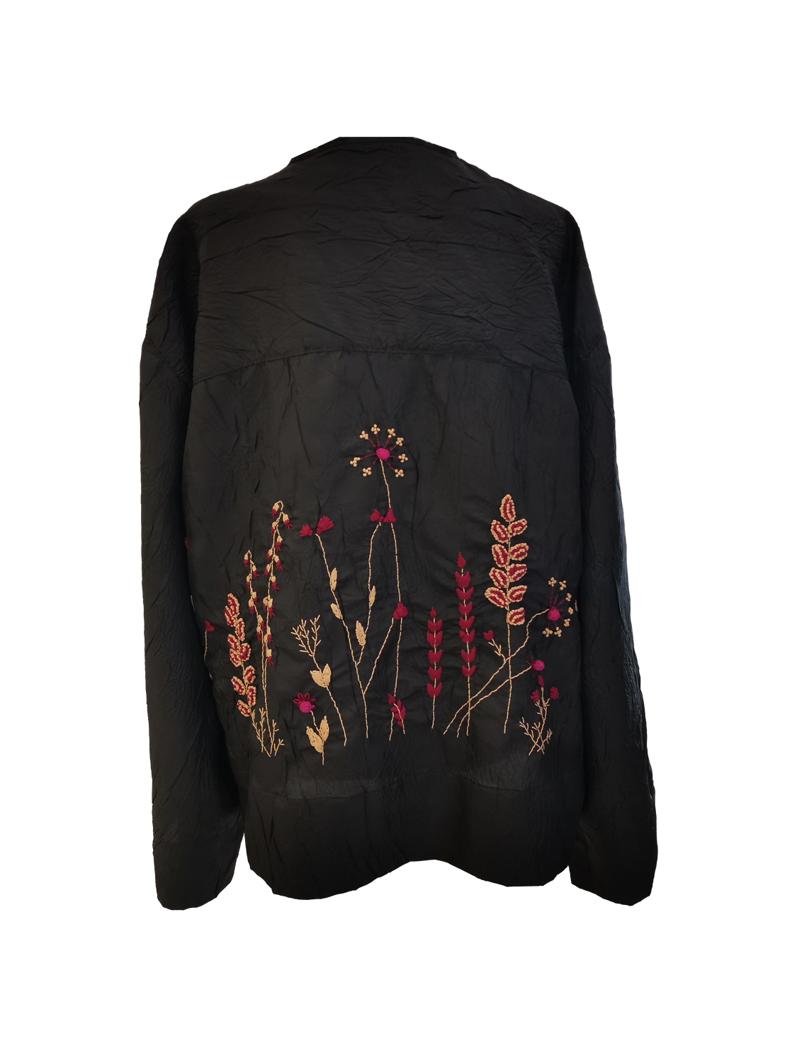 Nadia Dajani x UNHCR Nylon Shirt with Pink Hand Embroidery on the Back