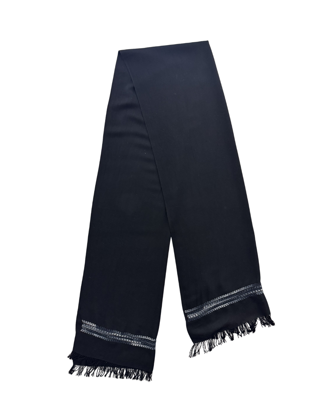 The Men's Scarf in Black with Embroidery on Both Sides