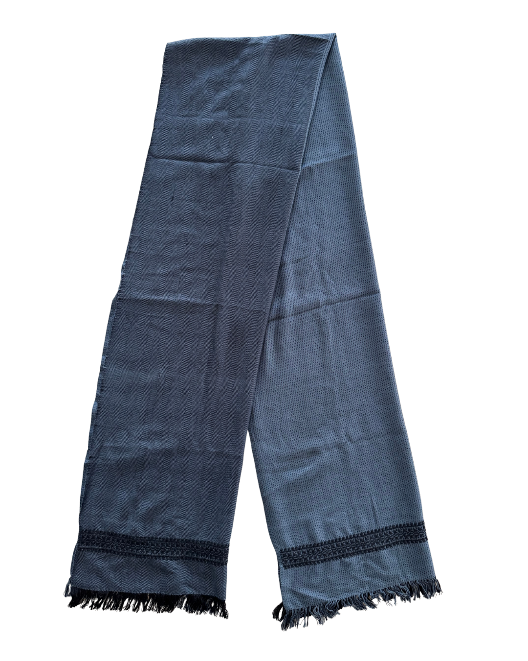 The Men's Scarf in Steel Grey with Embroidery on Both Sides