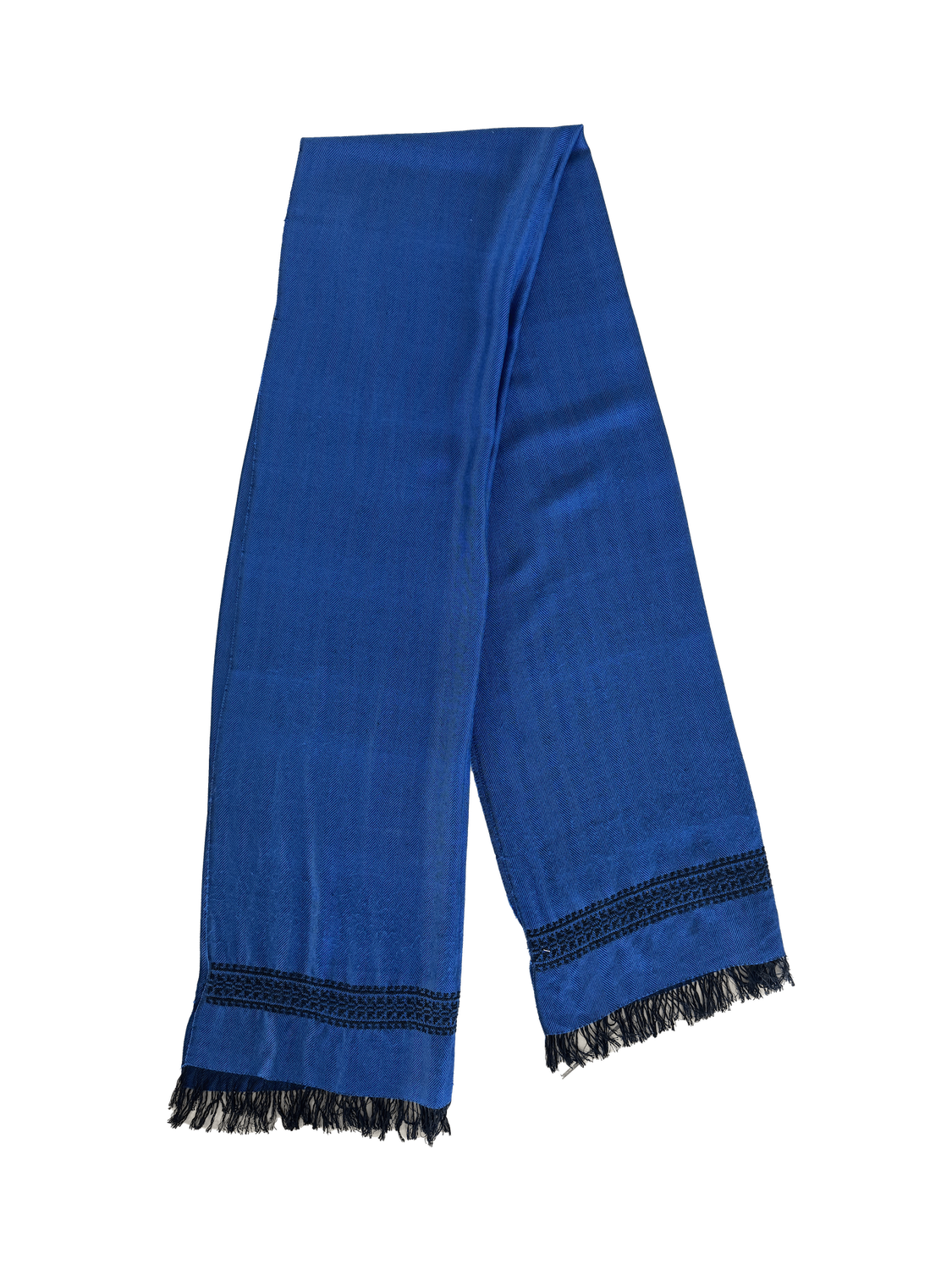 The Men's Scarf in Blue with Embroidery on Both Sides
