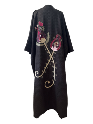 The Winter Abaya with Aghabani Embroidery in Black