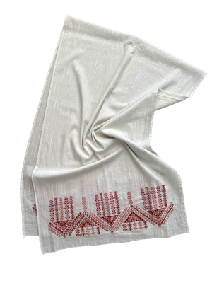 White Embroidered Scarf