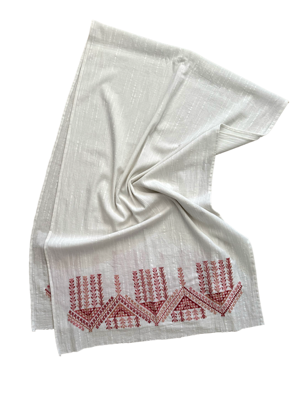 White Embroidered Scarf