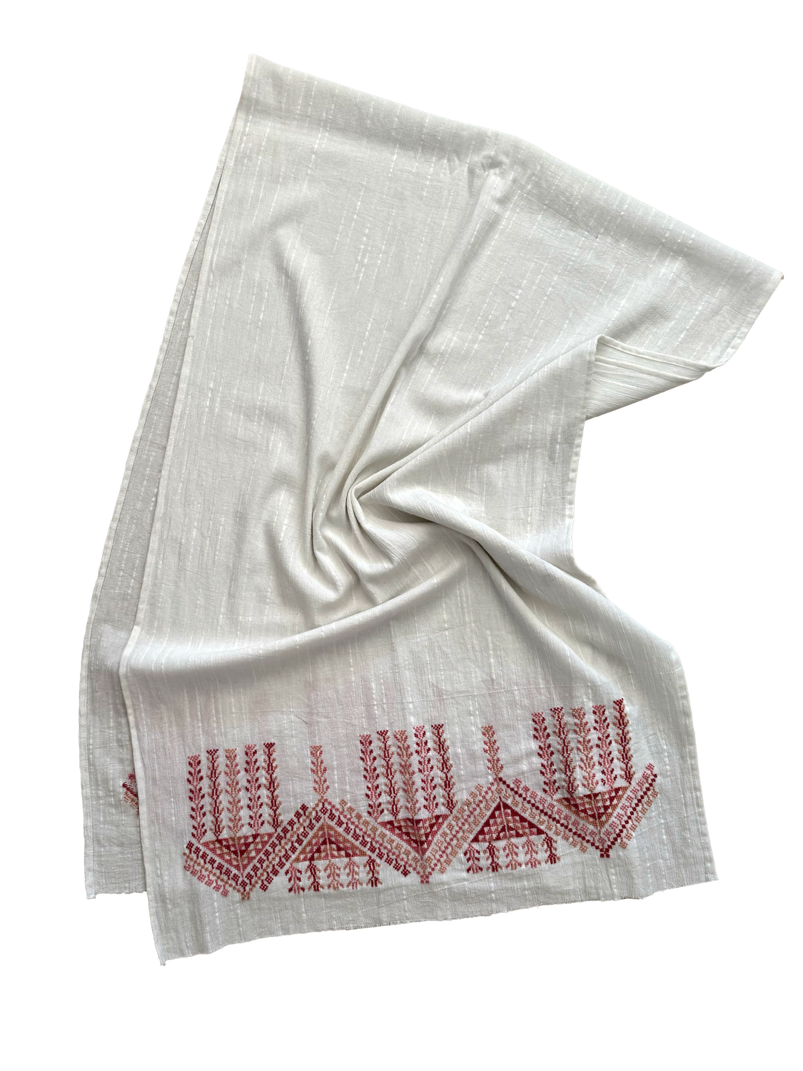 White Embroidered Scarf
