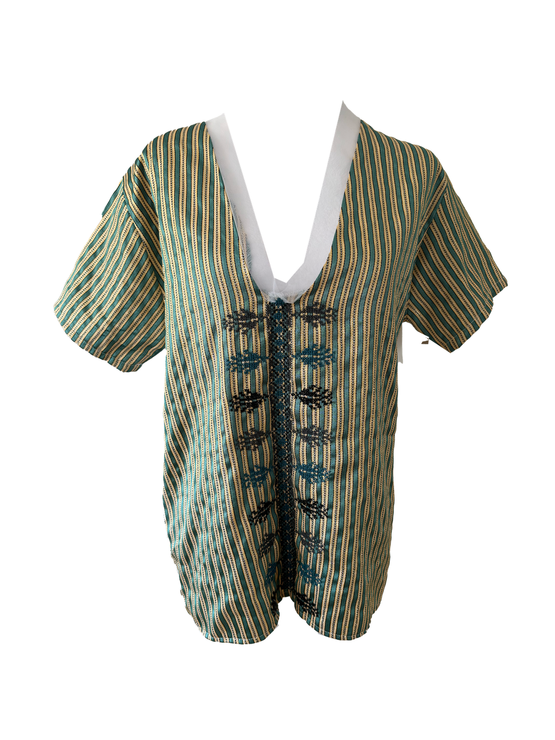 Hand Embroidered Saya Shirt in Green