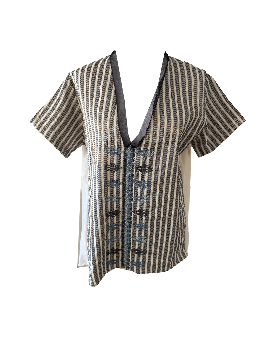 Hand Embroidered Saya Shirt in Black and White