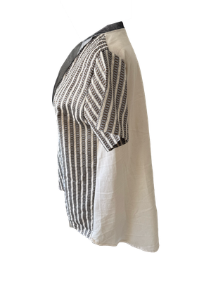 Hand Embroidered Saya Shirt in Black and White