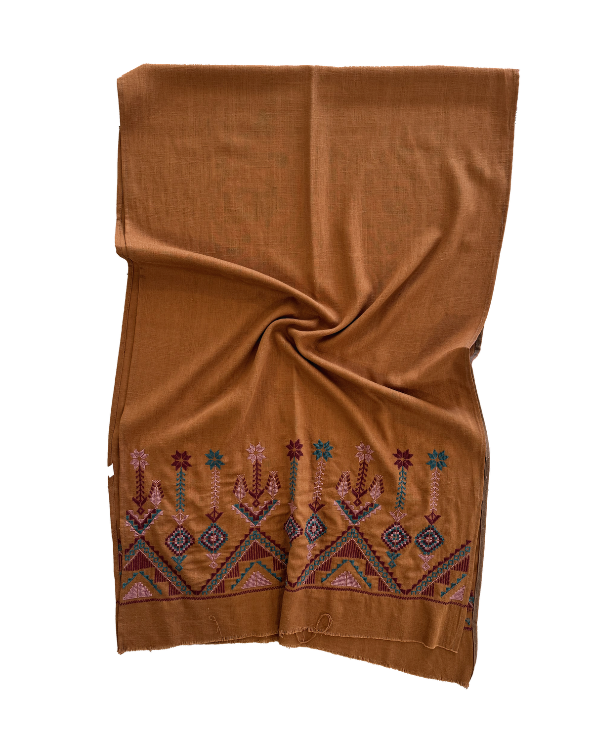 Ochre Embroidered Scarf