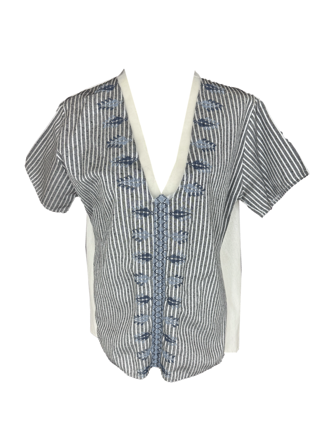Hand Embroidered Saya Shirt in Dark Grey