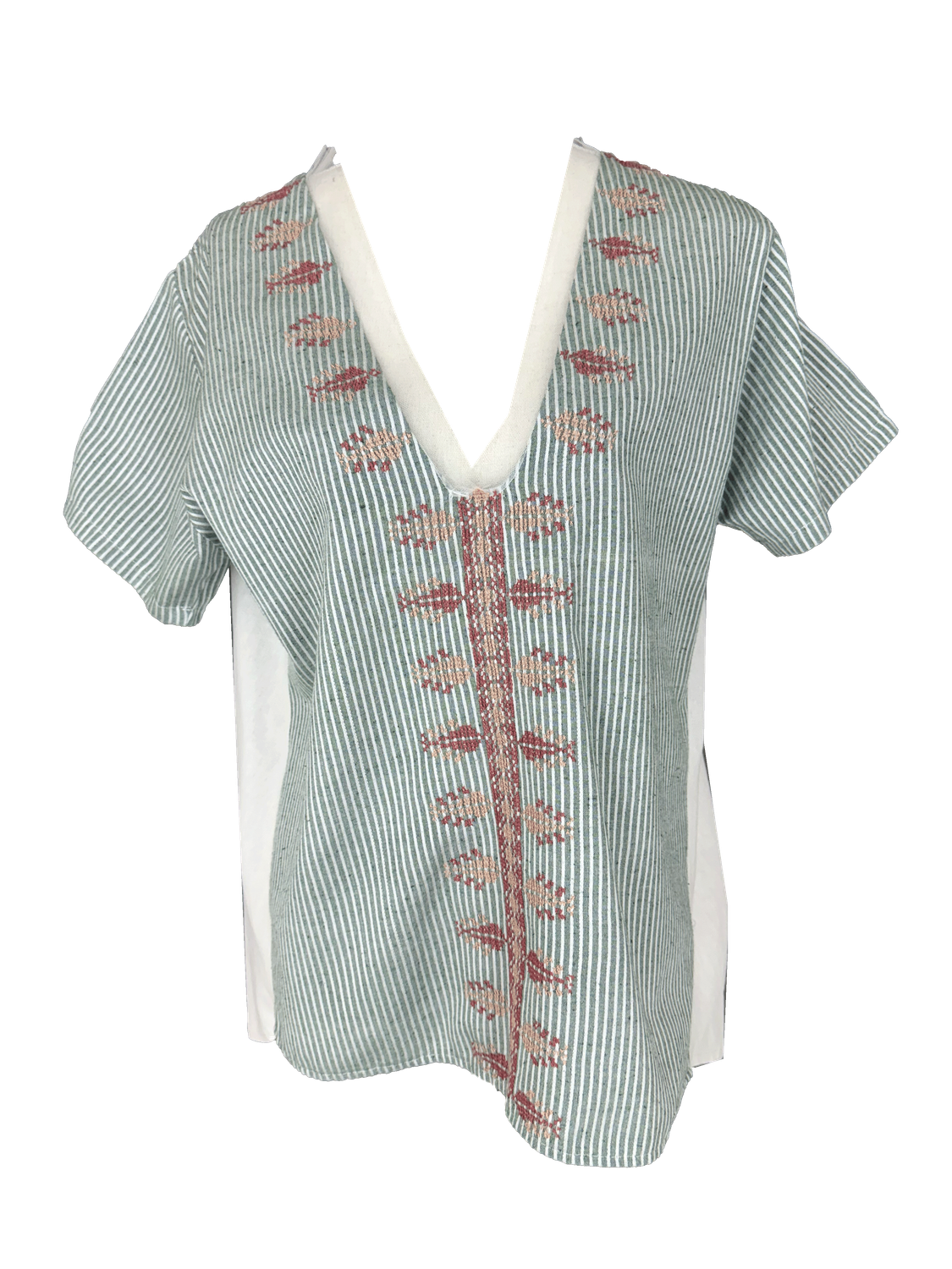 Hand Embroidered Saya Shirt in Mint Green