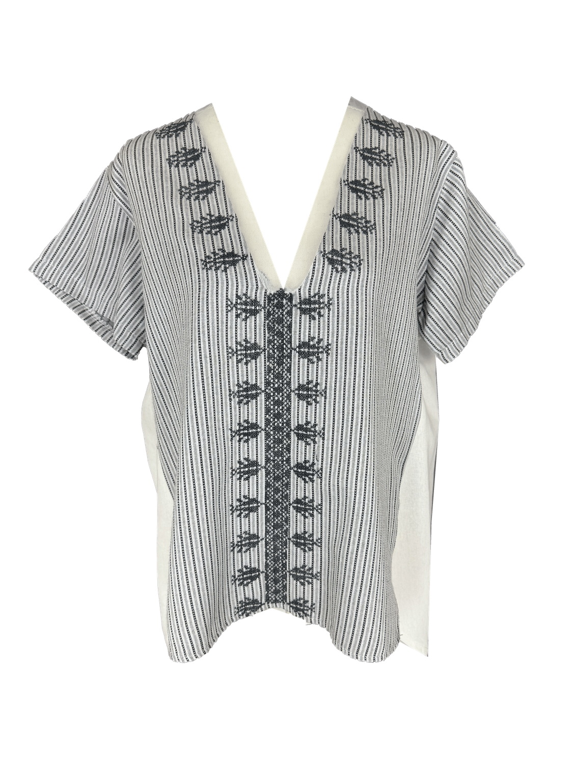 Hand Embroidered Saya Shirt in Light Grey