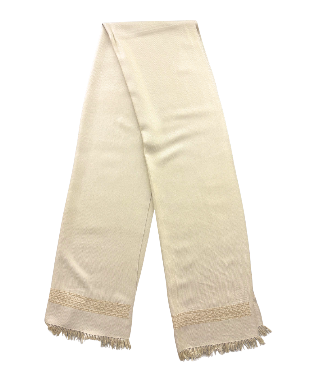 The Men's Scarf in White with Embroidery on Both Sides