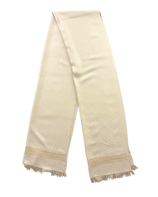 The Men's Scarf in White with Embroidery on Both Sides