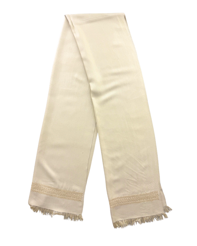 The Men's Scarf in White with Embroidery on Both Sides