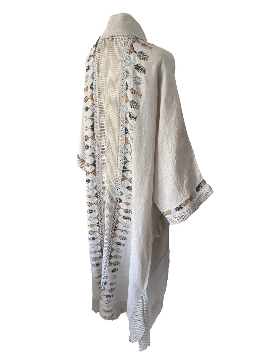 Long Linen Abaya With Hand Embroidery