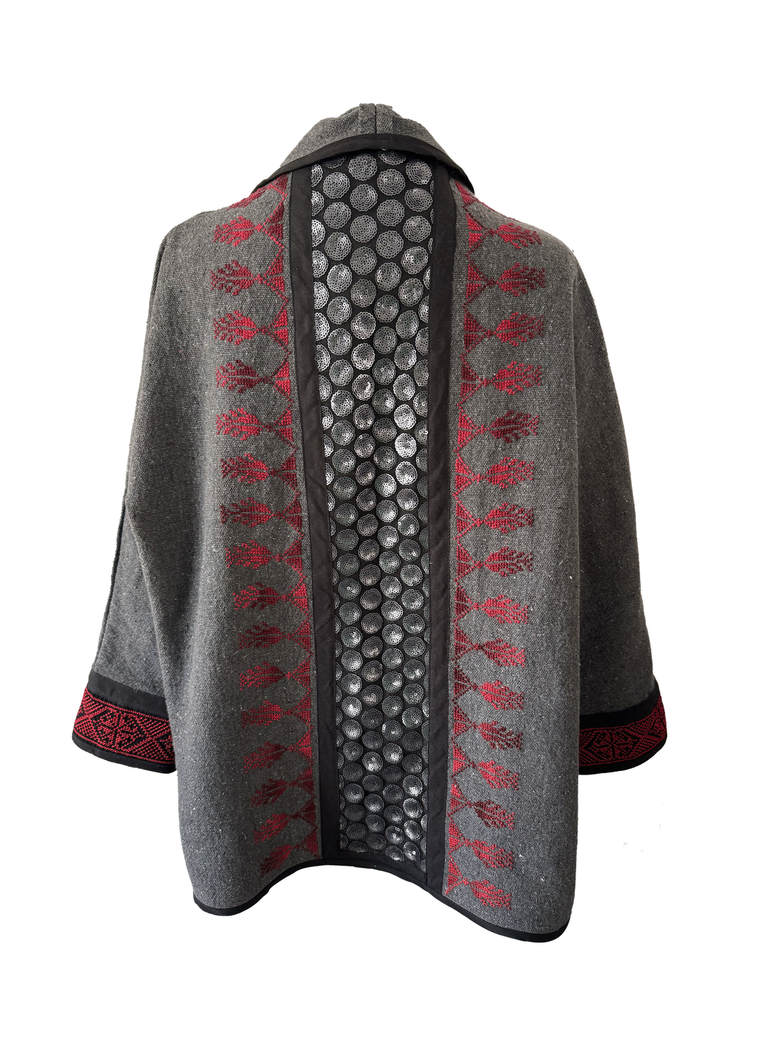 The Round Jacket in Dark Grey With Sequins