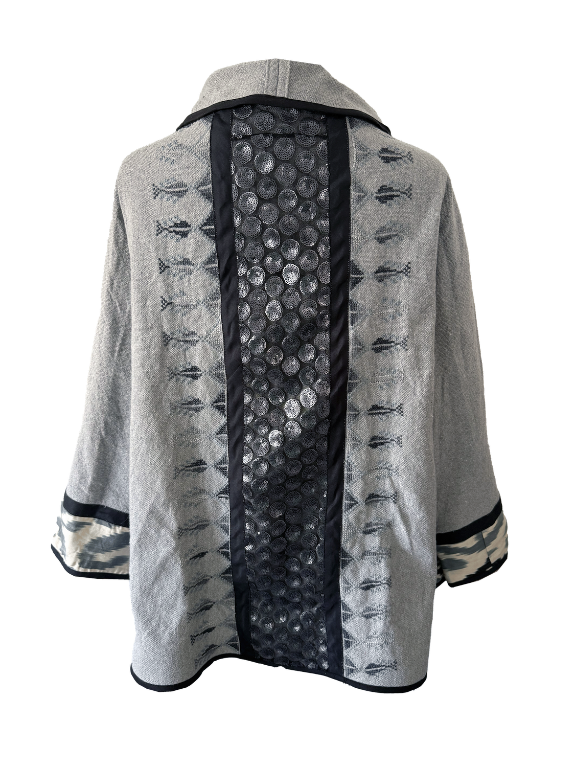 The Round Jacket in Light Grey With Sequins