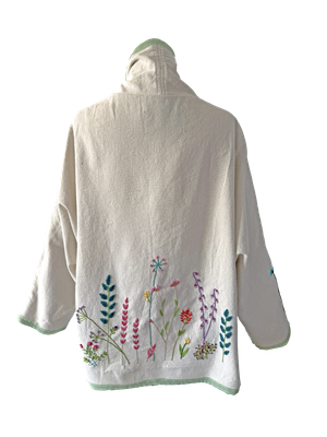 Nadia Dajani x UNHCR Black Floral Round Jacket in White