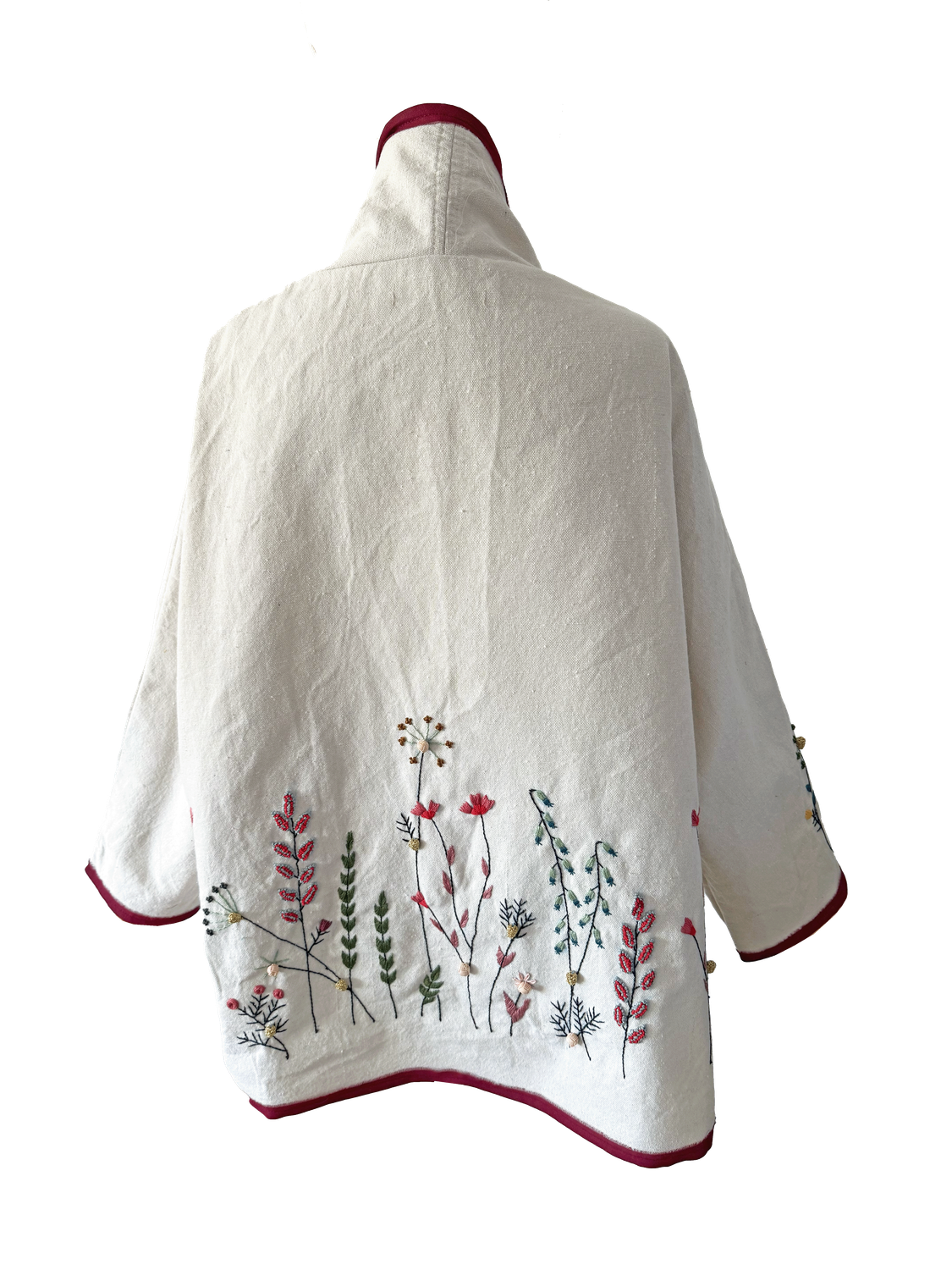 Nadia Dajani x UNHCR Floral Round Jacket in White and Gold Beading