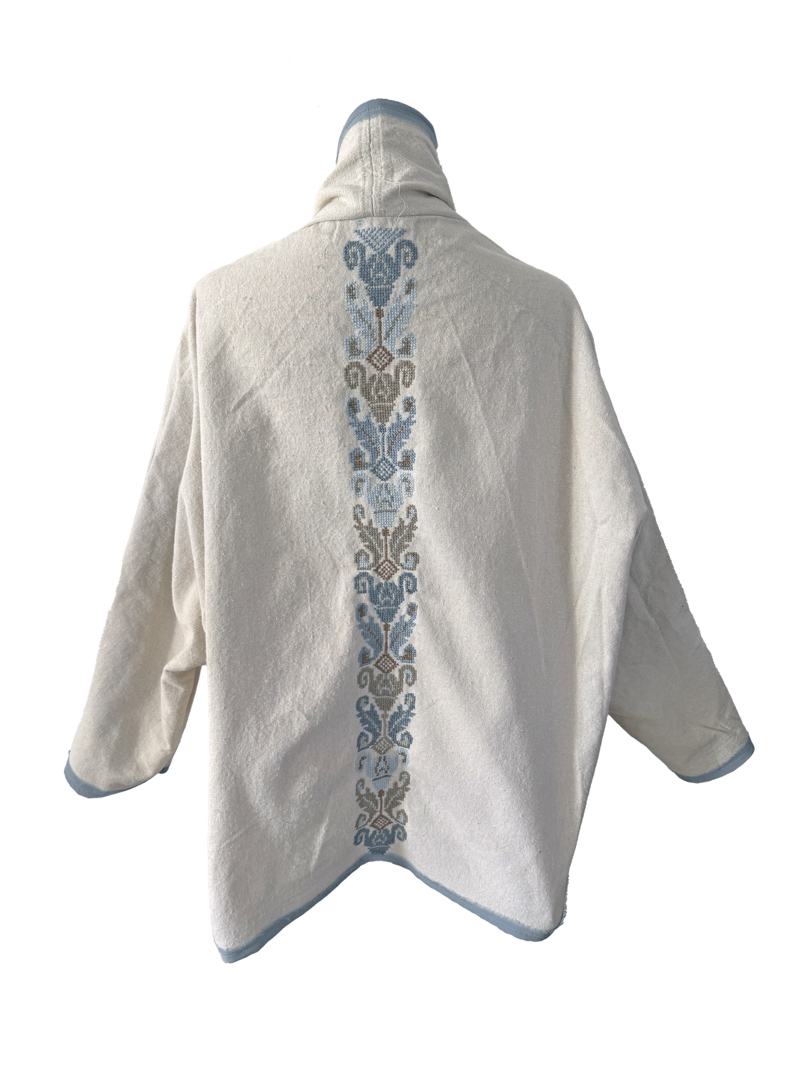 The Round Jacket in White With Jaffa Embroidery