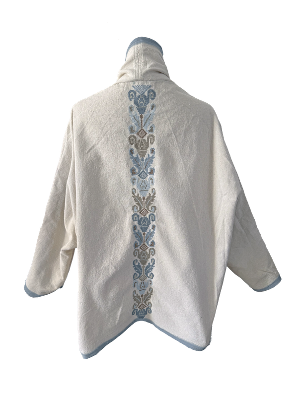 The Round Jacket in White With Jaffa Embroidery
