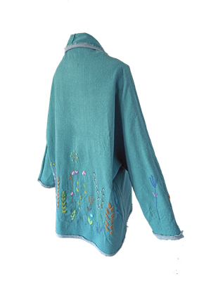 Nadia Dajani x UNHCR Turquoise Floral Round Jacket