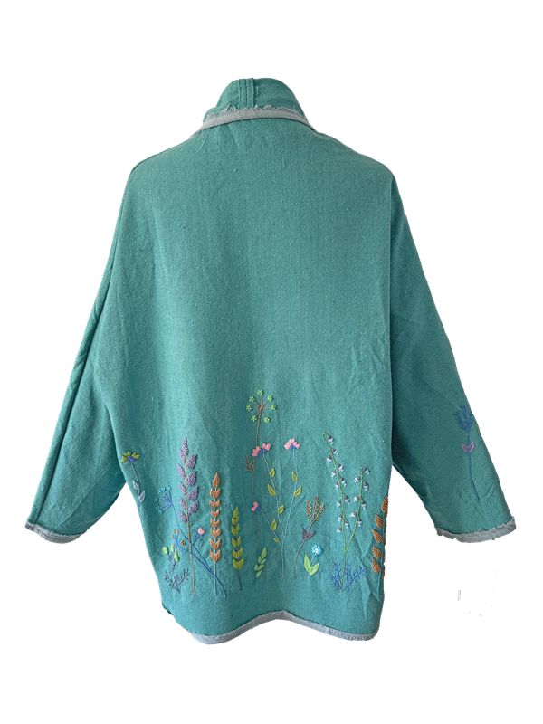 Nadia Dajani x UNHCR Turquoise Floral Round Jacket