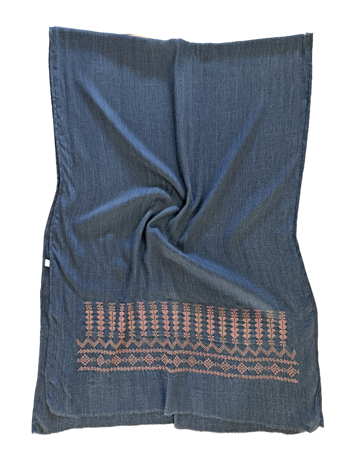 Navy Blue Medium Embroidered Scarf