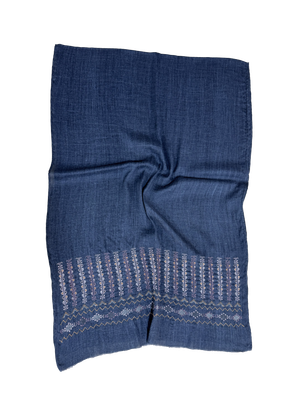 Navy Blue Medium Embroidered Scarf