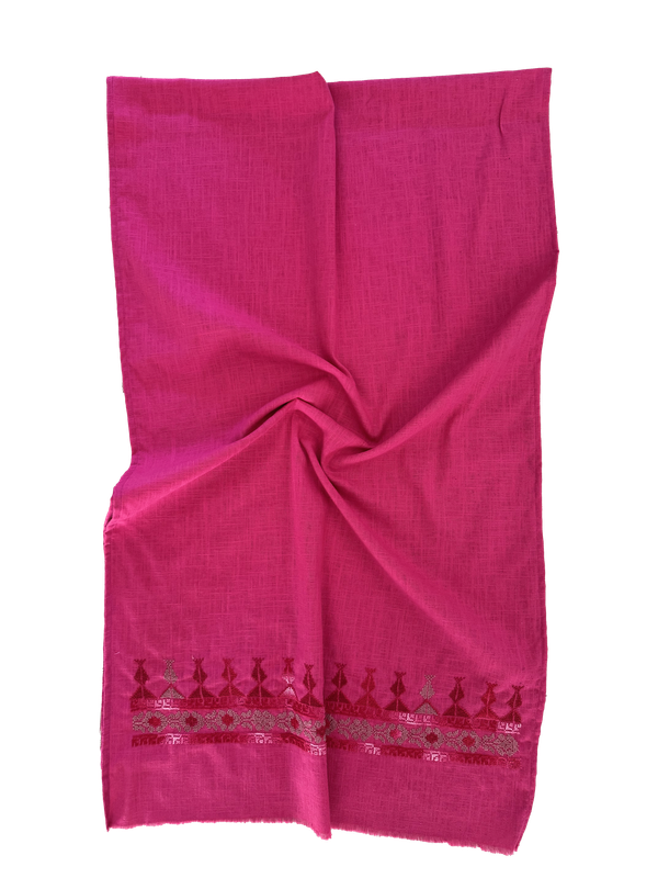 Pink Lightly Hand Embroidered Scarf