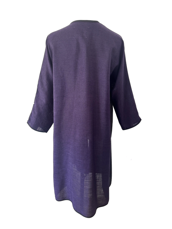 The Fitted Abaya in Black and Purple with Hand Embroidery