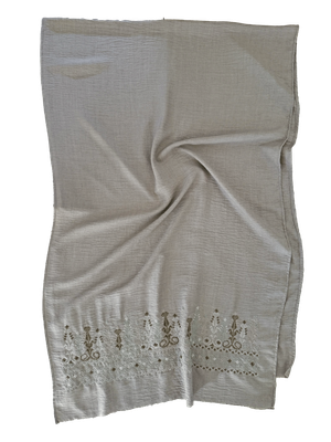 Beige Medium Embroidered Scarf
