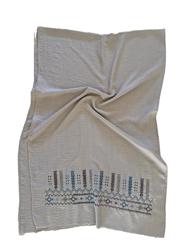 Beige Medium Embroidered Scarf