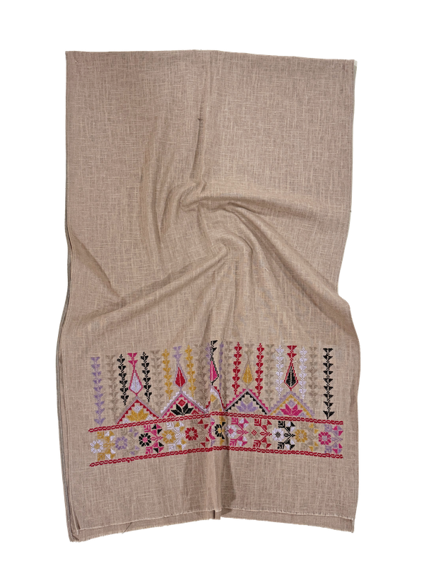 Beige Medium Embroidered Scarf