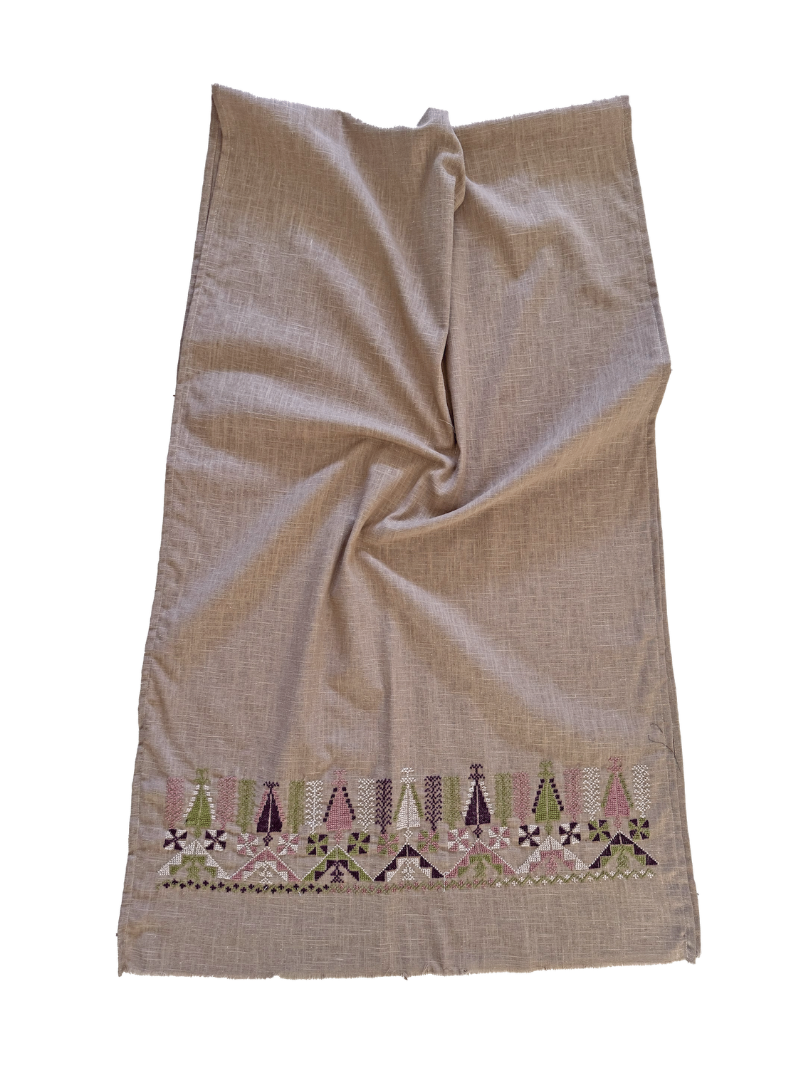 Beige Lightly Hand Embroidered Scarf