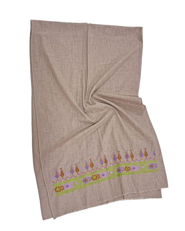 Beige Lightly Hand Embroidered Scarf
