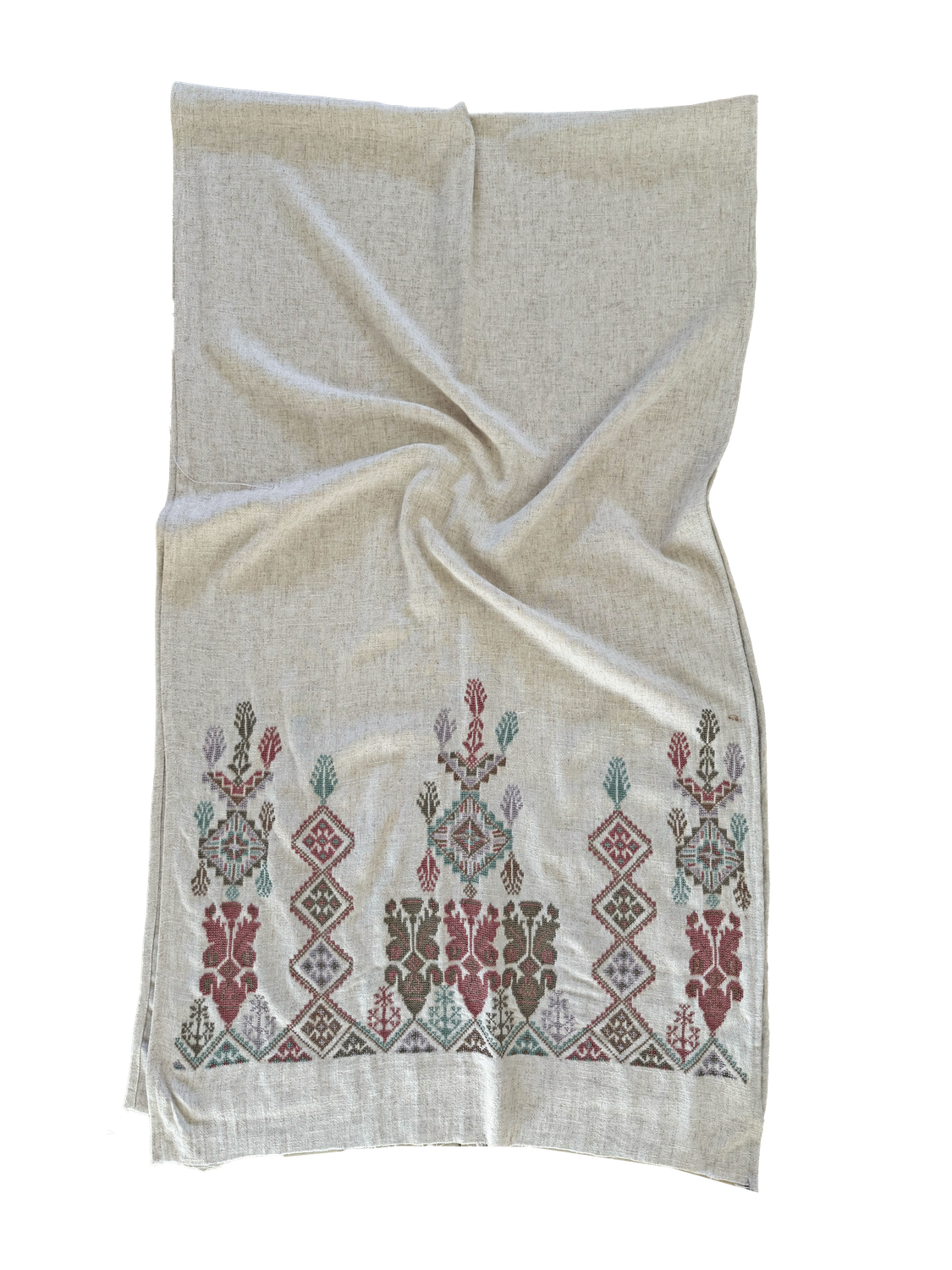 White Hand Embroidered Scarf