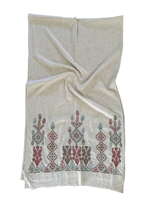 White Hand Embroidered Scarf