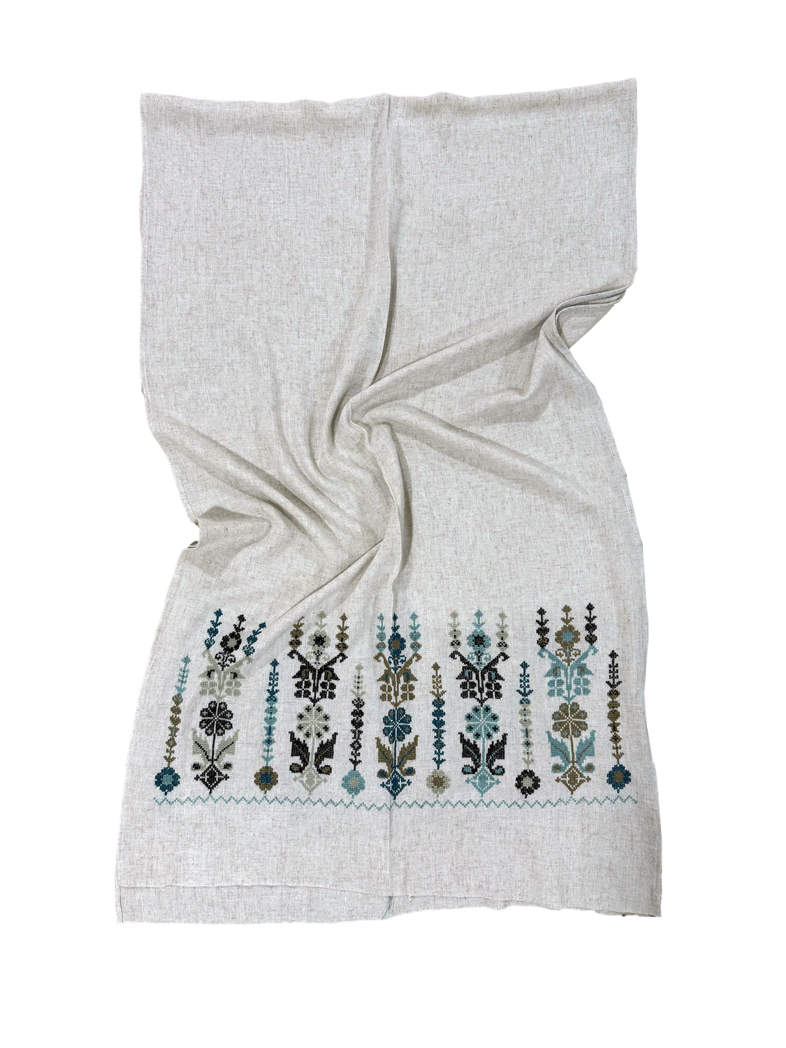 White Hand Embroidered Scarf