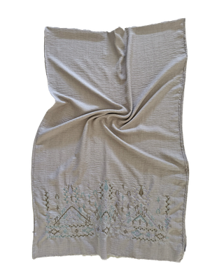 Beige Hand Embroidered Scarf