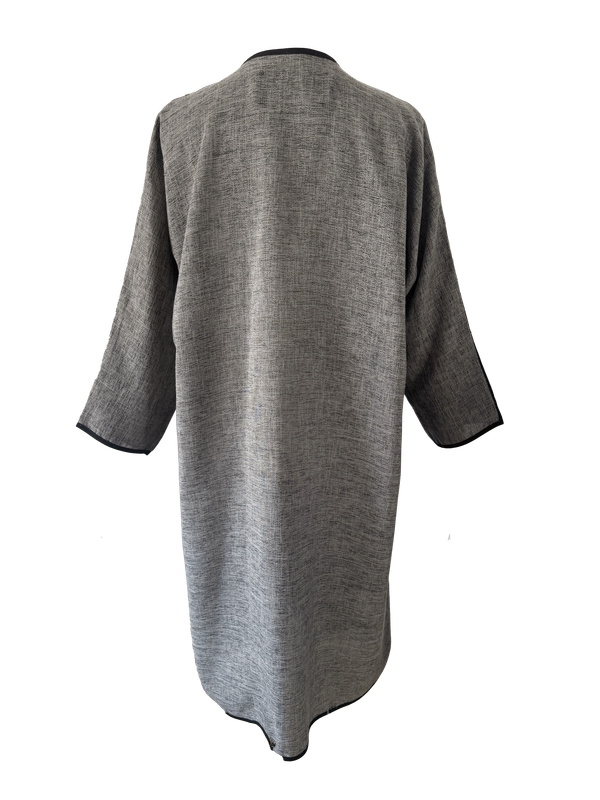 The Fitted Abaya in Grey and Purple with Hand Embroidery