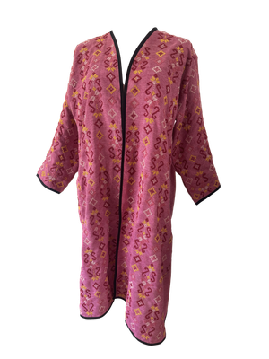 The Fitted Abaya in Pink with Hand Embroidery on Both Sides