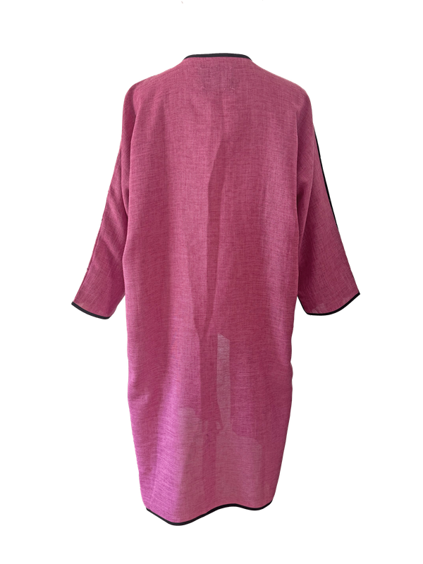 The Fitted Abaya in Pink with Hand Embroidery on Both Sides