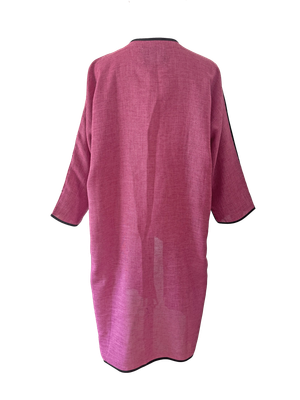 The Fitted Abaya in Pink with Hand Embroidery on Both Sides